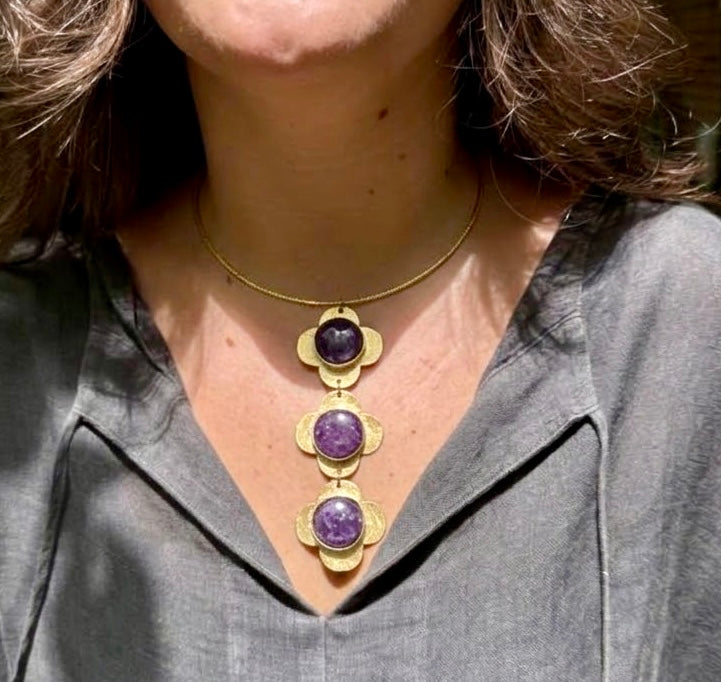 Gilded Bloom Amethyst Pendant